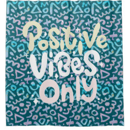 Cortina De Ducha Sólo las vibraciones positivas geométricas verdes