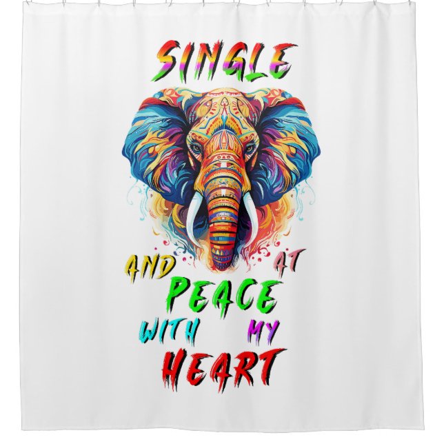 Cortina De Ducha Soltero Y En Paz Con Mi Corazón (Anverso)