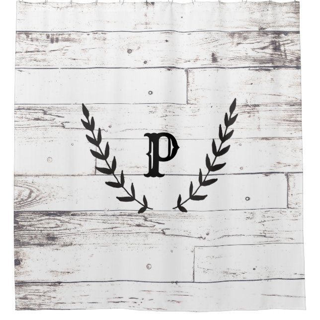 Cortina De Ducha Sombrilla Rusa de Madera Blanca Chic Laurel Countr (Anverso)