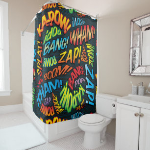 Cortina De Ducha Sonidos de arte pop de cómics retro divertido