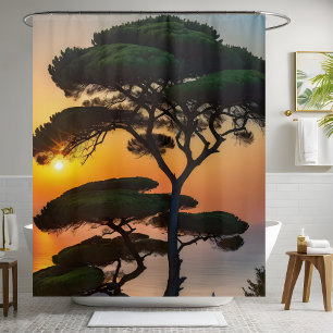 Cortina De Ducha Sorprendente cuarto de baño verde de árbol de pino