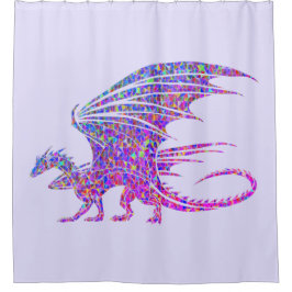 Cortina De Ducha Sorprendente Dragón Mosaico Púrpura