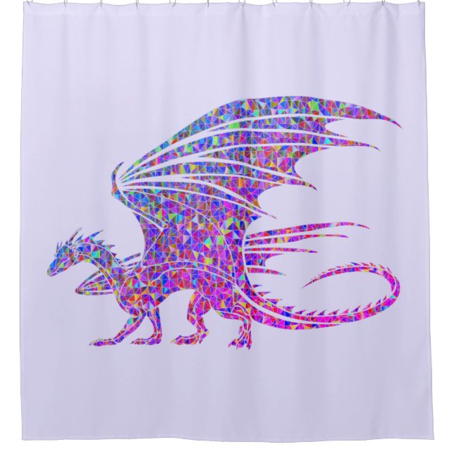 Cortina De Ducha Sorprendente Dragón Mosaico Púrpura (Anverso)