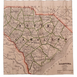 Cortina De Ducha South Carolina Vintage Map Shower Curtain