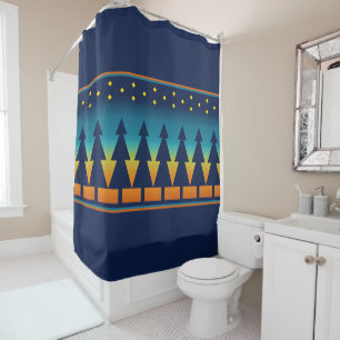 Cortina De Ducha Souwest Sunset Pines Blue