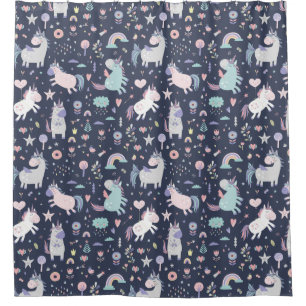 Cortina de ducha Space Unicornios