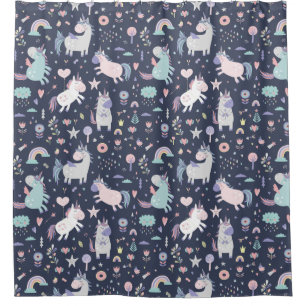 Cortina de ducha Space Unicornios