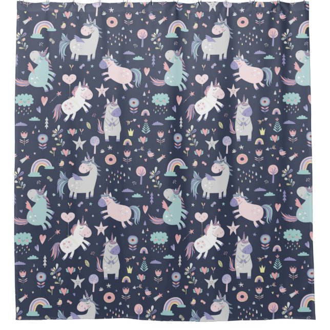 Cortina de ducha Space Unicornios (Anverso)