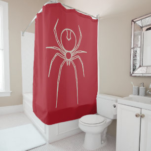 Cortina De Ducha Spider - Rojo en la sangre y blanco óseo