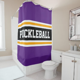 Cortina De Ducha Sporty PICKLEBALL audaz Purple Black Carreras Stri