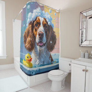Cortina De Ducha Springer Spaniel Desordenado Dormilón Lindo Divert