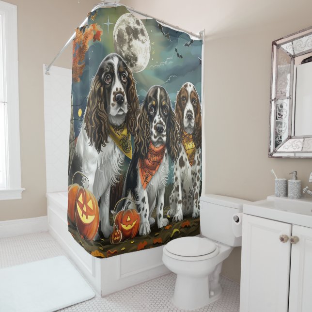 Cortina De Ducha Springer Spaniel Halloween Spooky (In situ)