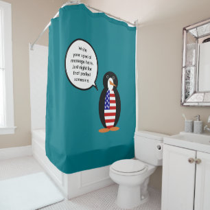 Cortina De Ducha Sra. Pingüino Personalizada Hablando USA