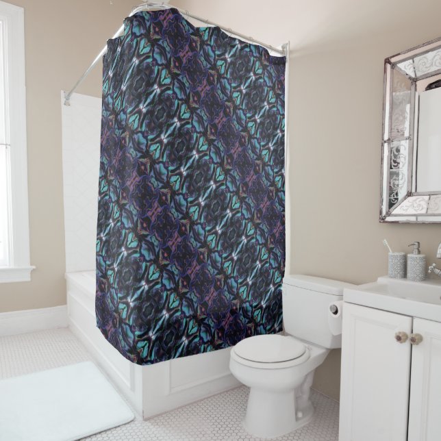 Cortina De Ducha Stained Glass Acrylic Pour Inspired Shower Curtain (In situ)