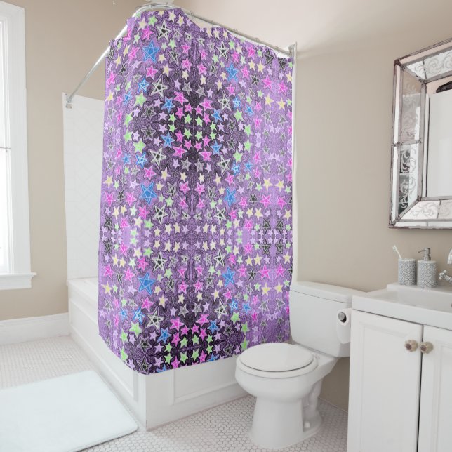 Cortina de ducha Star Scribble Pastel (In situ)