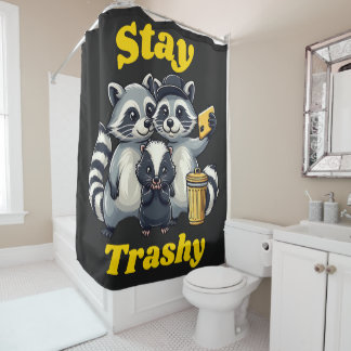 Cortina De Ducha Stay Trashy Funny Raccoon, Opossum, Skunk funny