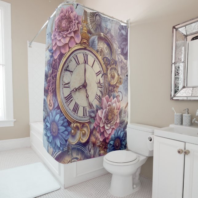 Cortina de ducha Steampunk pastel (In situ)