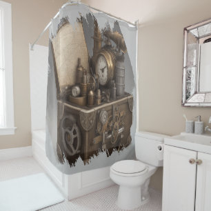 Cortina De Ducha Steampunk Time Machine - Vintage Treasure Chest