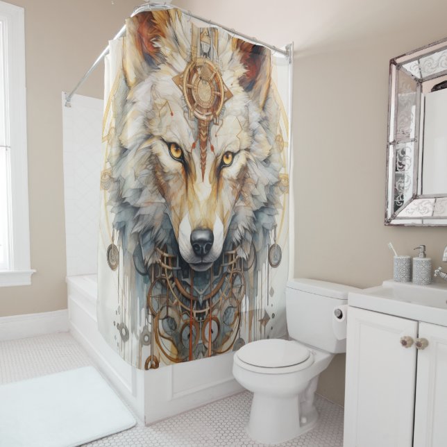 Cortina De Ducha Steamshadow Steampunk Wolf (In situ)