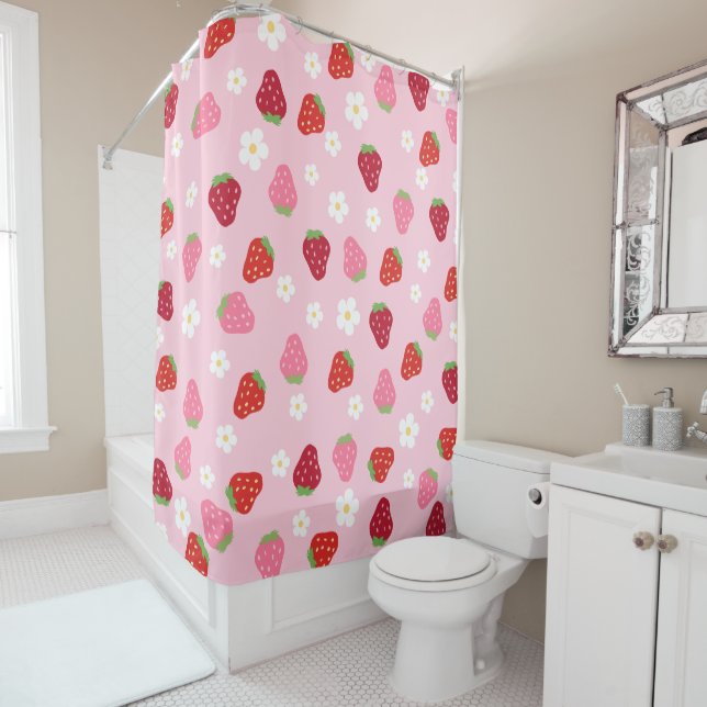 Cortina De Ducha Strawberries & Daisies Shower Curtain (In situ)