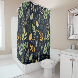 Cortina De Ducha Stylish Green and Yellow Foliage Pattern 