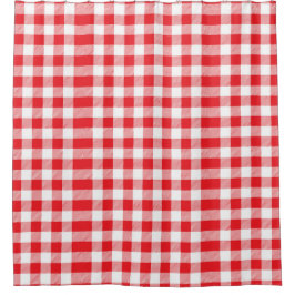 Cortina De Ducha Stylish Red and White Checkered Shower Curtain