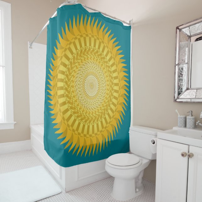 Cortina De Ducha Sun Mandala en amarillo (In situ)