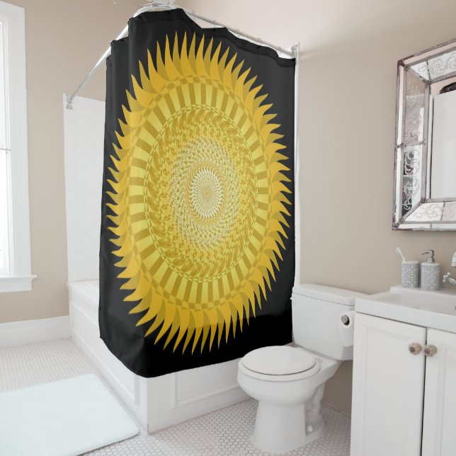 Cortina De Ducha Sun Mandala en amarillo (In situ)
