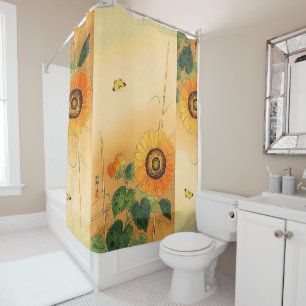 Cortina De Ducha SUNFLOWER ,BUTTERFLY,GREEN DEJA Floral japonesa