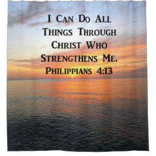CORTINA DE DUCHA SUNRISE ON THE OCEANS PHILIPPIANS 4:13 SCRIPTURE
