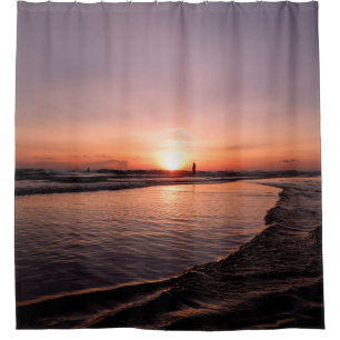 Cortina De Ducha Sunset on the beach is dark light and be strong su