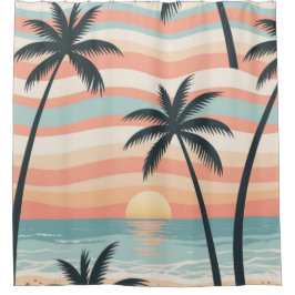 Cortina De Ducha Sunset Palms – Tropical Sunset Shower Curtain