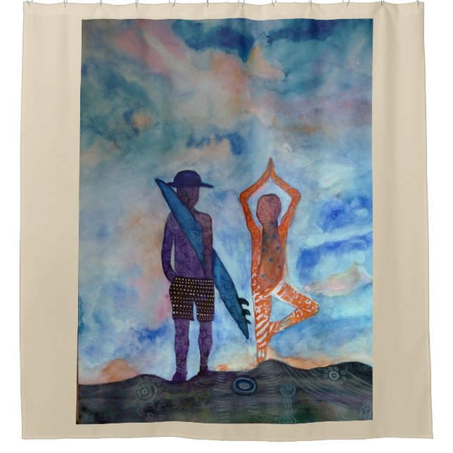 Cortina de ducha Surf Yoga (Anverso)