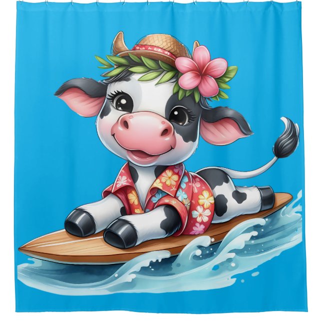Cortina De Ducha Surfing Baby Cow (Anverso)