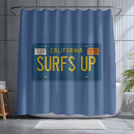 Cortina De Ducha Surfs Up Retro 1969 California License Plate Surf