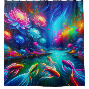 Cortina De Ducha "Surreal River Dreamscape - Vibrante Naturaleza Ar