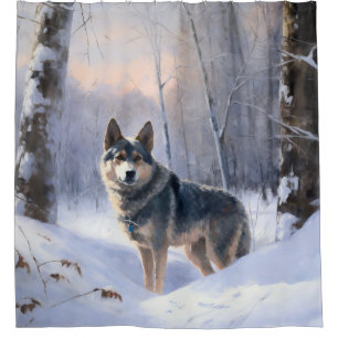 Cortina De Ducha Swedish Vallhund Deja que nieve Navidad