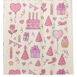 Cortina De Ducha Sweet Princess Party Celebration Pattern