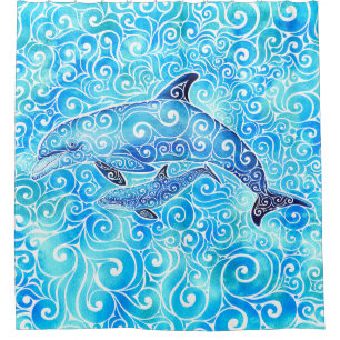 Cortina De Ducha Swirly Dolphin