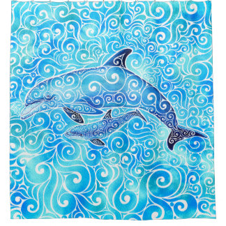 Cortina De Ducha Swirly Dolphin