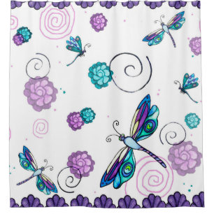 Cortina de ducha Swirly Dragonfly