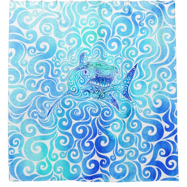 Cortina De Ducha Swirly Shark (Anverso)