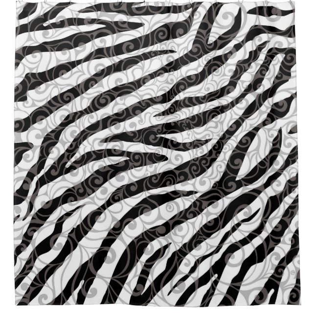 Cortina De Ducha Swirly Zebra Design (Anverso)