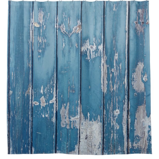 Cortina De Ducha tablero de madera verde azulada y marrón (Anverso)