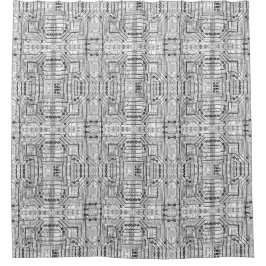 Cortina De Ducha Tableros de circuitos en negro, blanco y plata