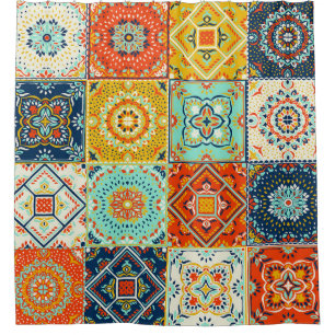 Cortina De Ducha Talavera, Azulejos, tapicería de mosaicos turcos.
