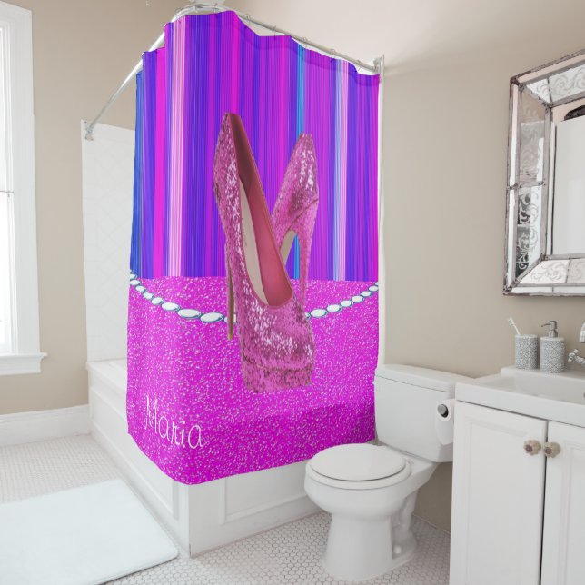 Cortina de ducha Talones rosados (In situ)