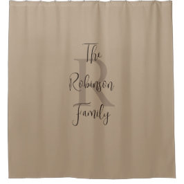 Cortina De Ducha Tan y apellido de familia Brown Monograma 