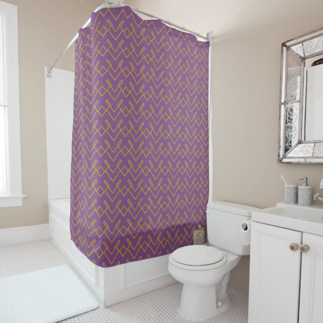 Cortina De Ducha Tanglage Purple Gold Luxury Shower Cortain Set (In situ)
