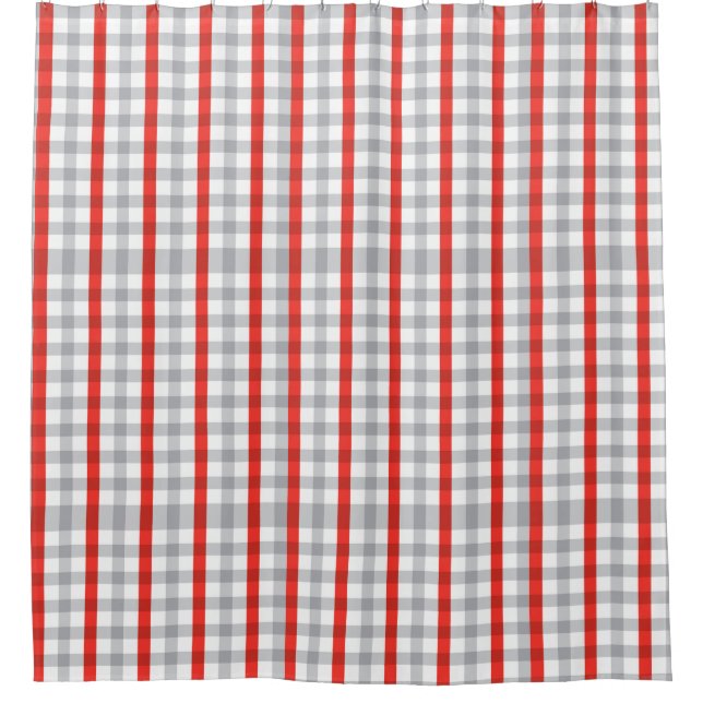 Cortina De Ducha Tapado de búfalo gris y rojo (Anverso)